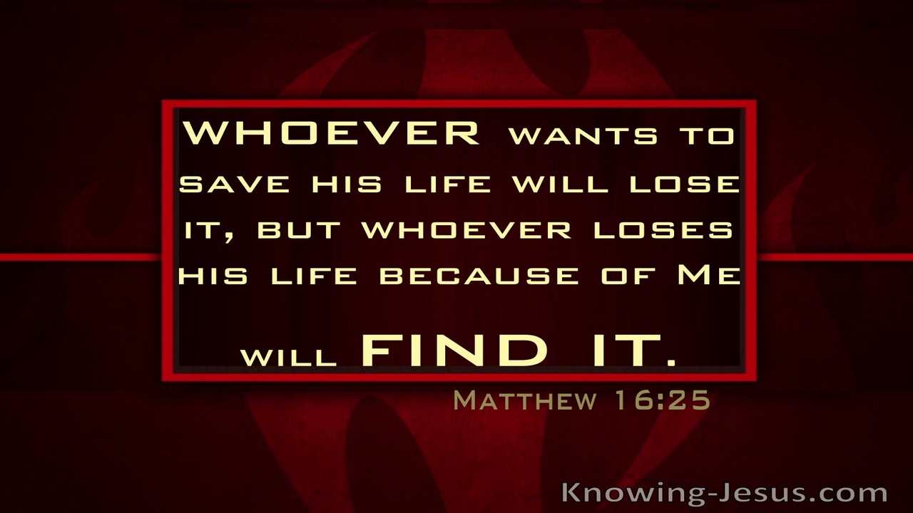 Matthew 16:25 Whoever will lose His life (red)